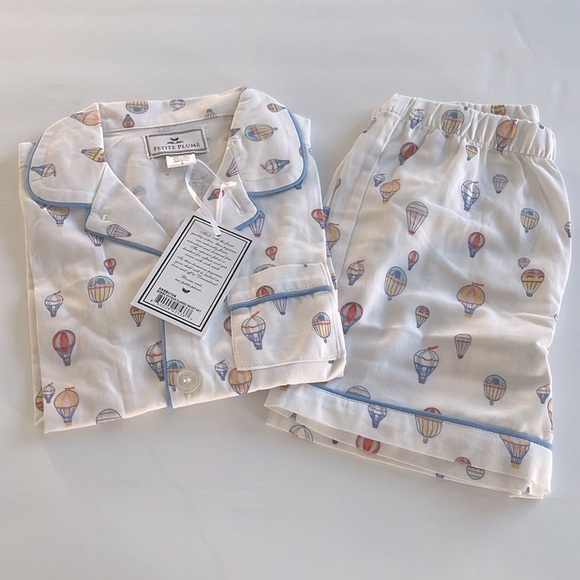 Petite Plume Bon Voyage Balloon Pajama Set Fire Resistant Chemical Free Size 4 - Picture 4 of 7
